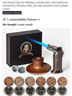 NEW**Whiskey Cocktail Smoking Kit with Torch and Wood Chips